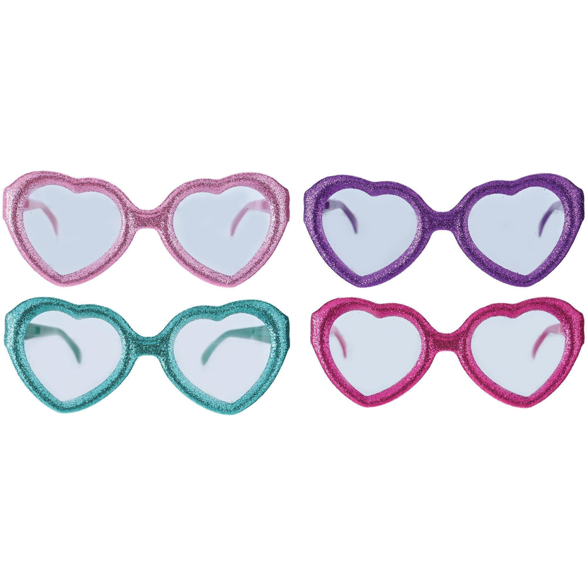 Glitter Heart-Shaped Glasses 12ct