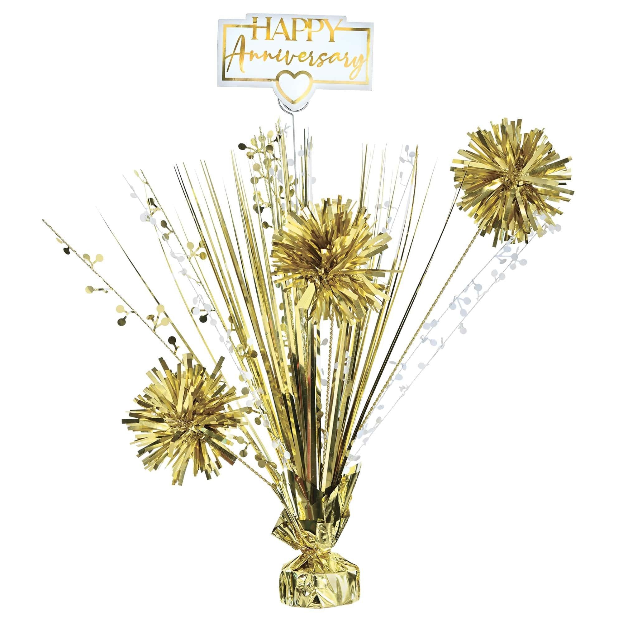 Happy Anniversary Gold Table Centerpiece - Foil Spray, 18in