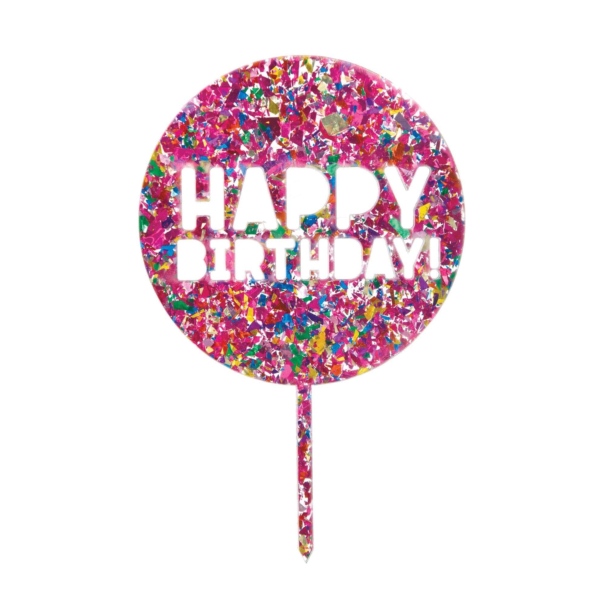 Confetti Happy Birthday Cake Topper