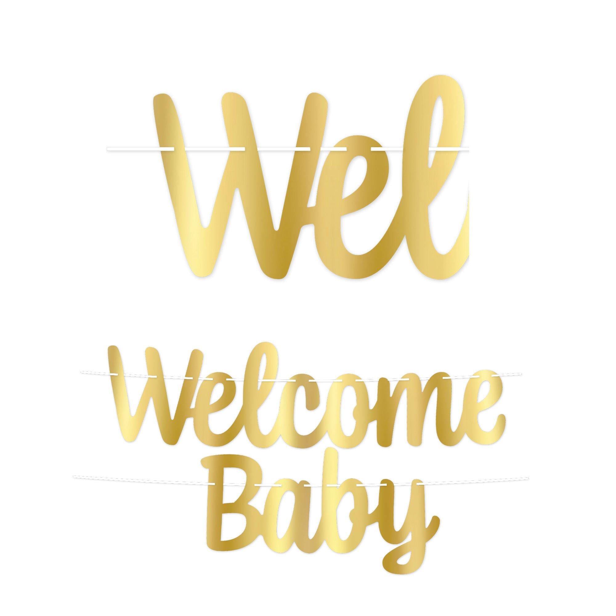 Metallic Gold Welcome Baby Letter Banner Set, 2pc