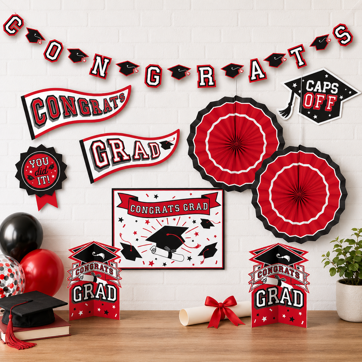 Congrats Grad Room Decorating Kit, 10pc, Assorted Colors