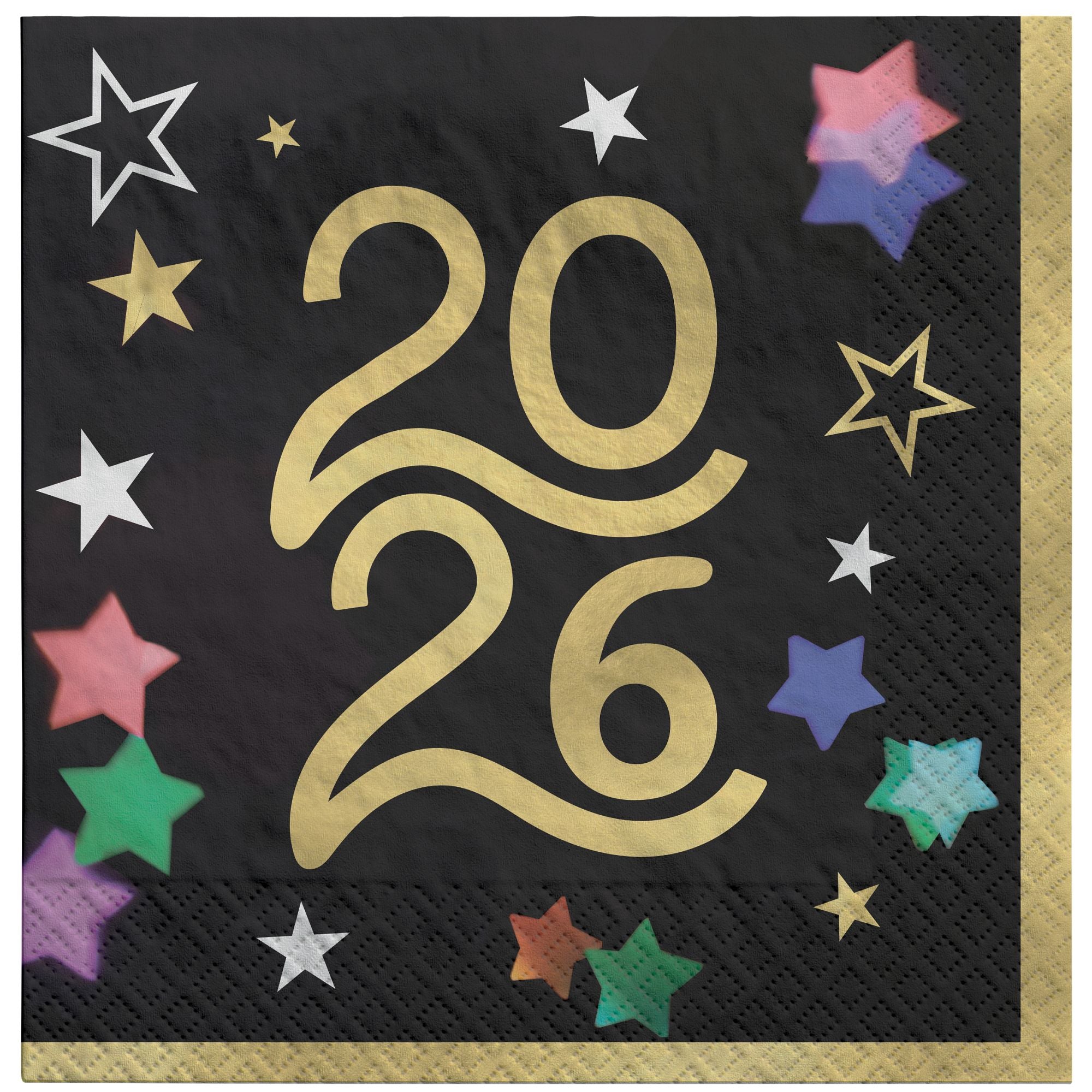 Starlight 2026 NYE Napkins, 16ct (Beverage or Lunch), Sizes Lunch and Beverage