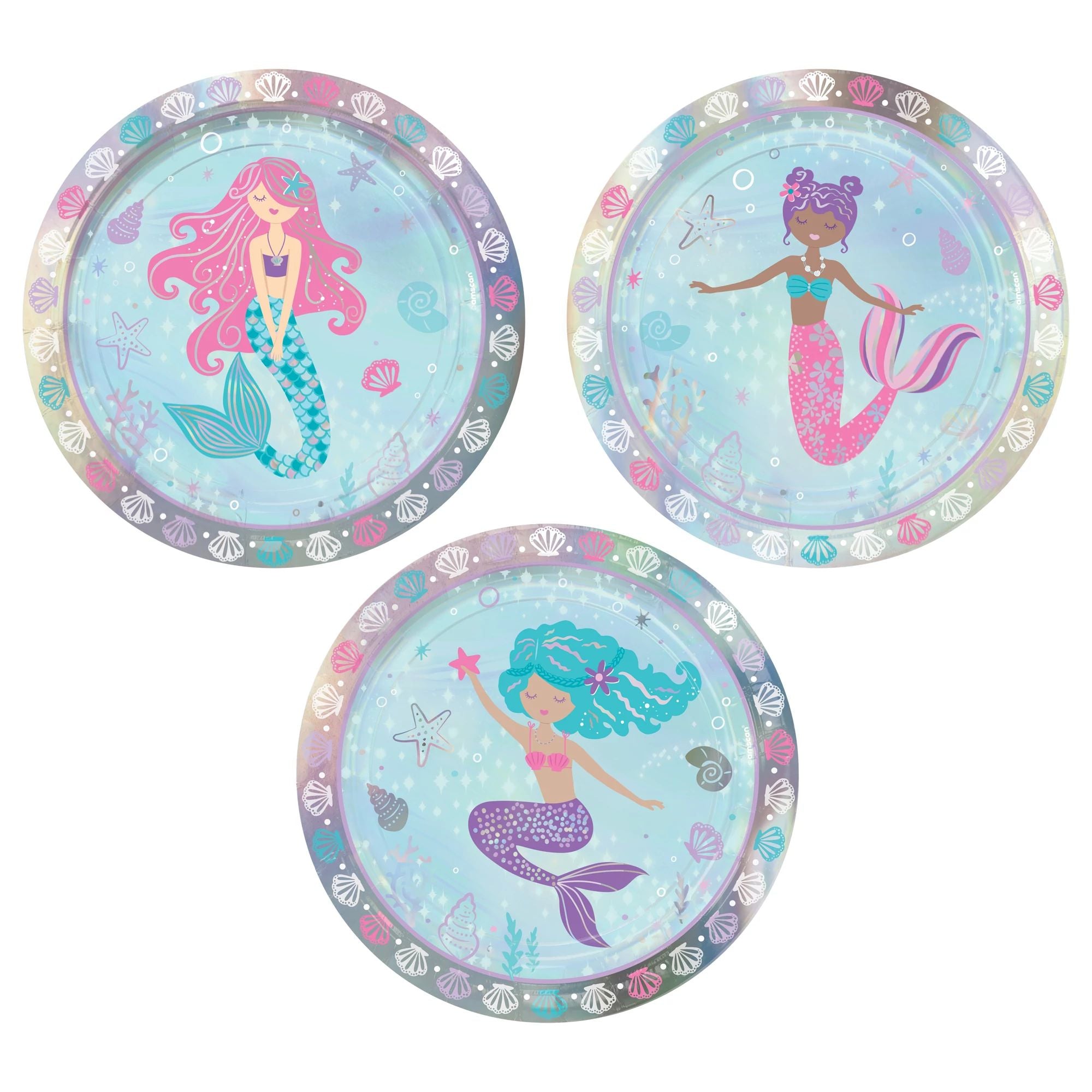 Mermaid Wishes Iridescent Paper Dessert Plates, 7in, 8ct