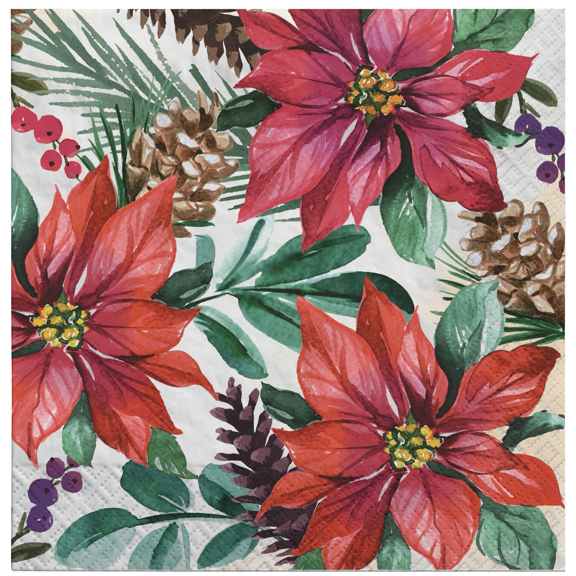 Traditional Poinsettia Napkins, 16ct (Lunch, Beverage or Guest Towel), Assorted Options