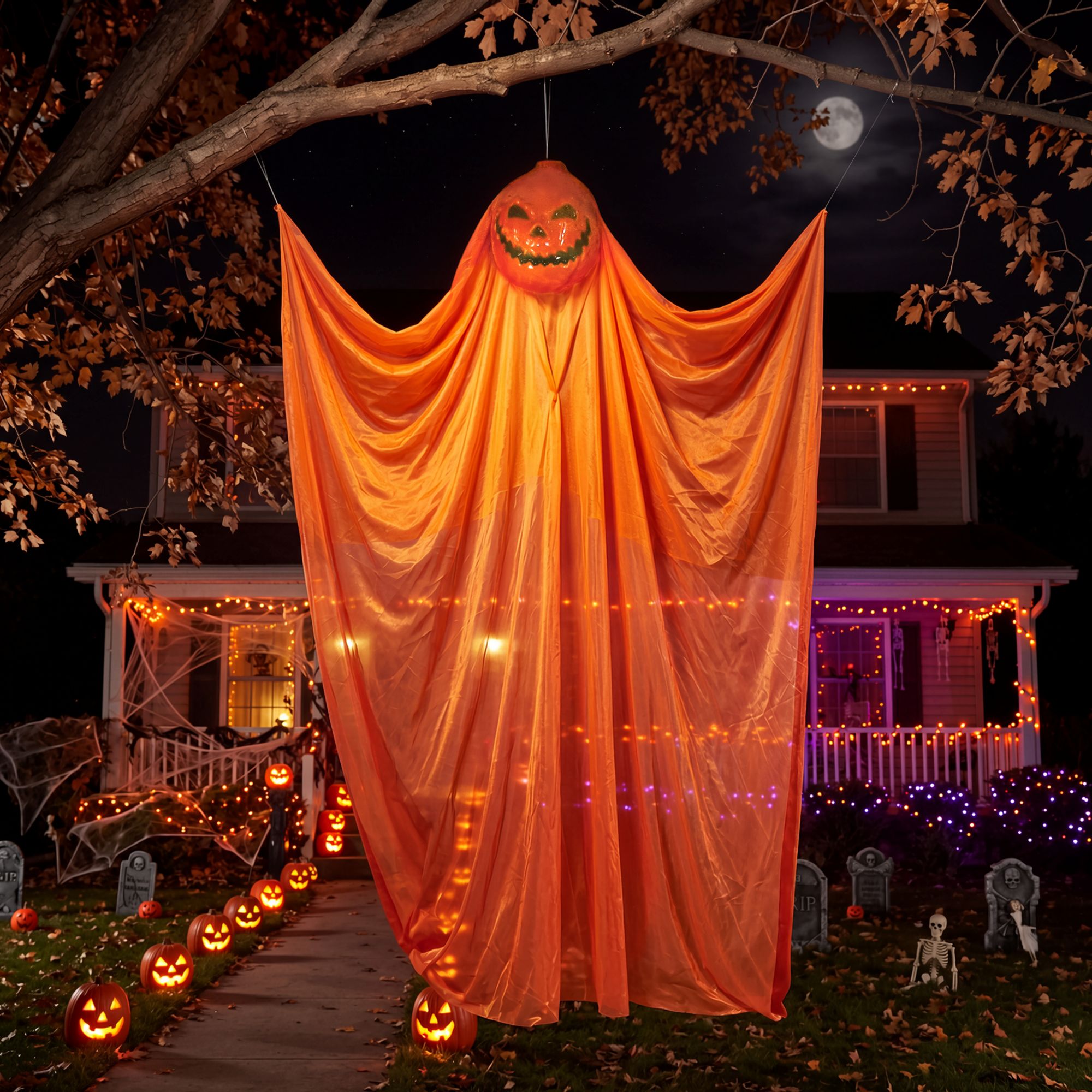 7 Foot Spooky Hanging Pumpkin Ghost