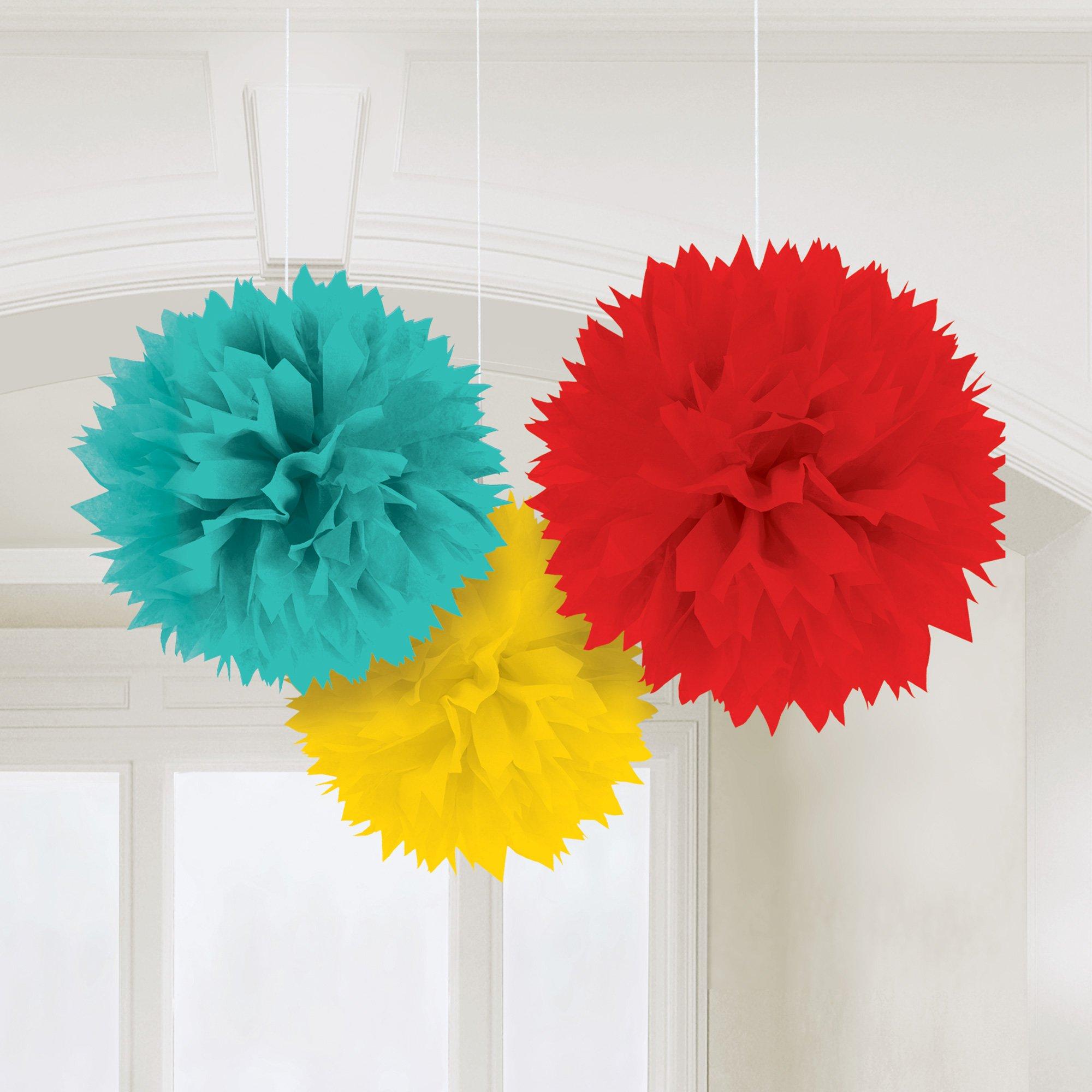Tissue Pom Poms, 3ct, Assorted Colors