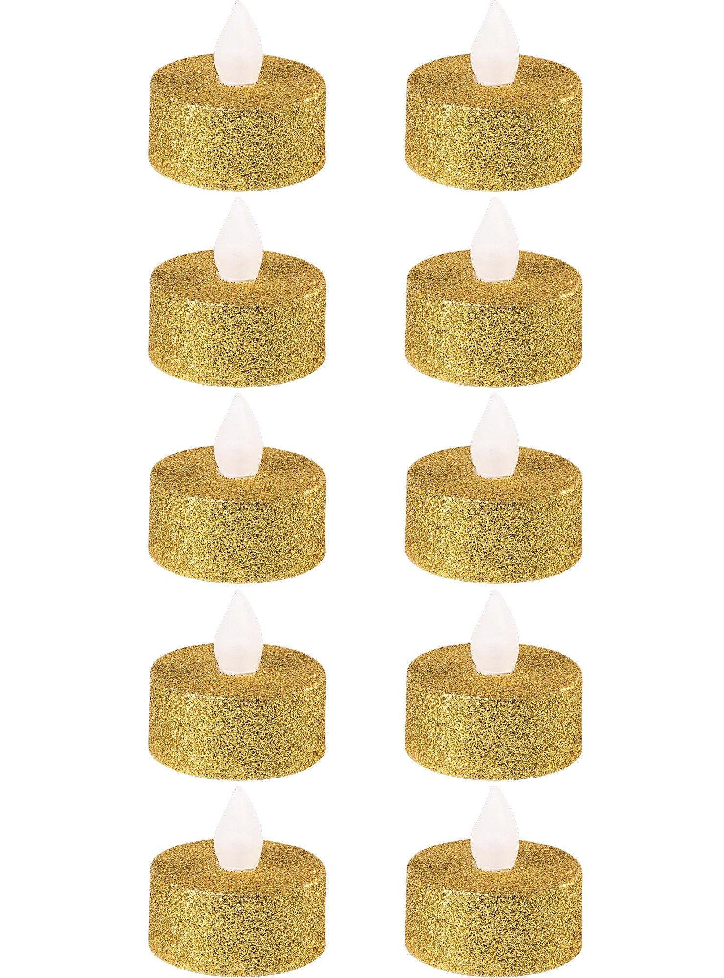 Glitter Tealight Flameless LED Candles, 10ct, Assorted Colors