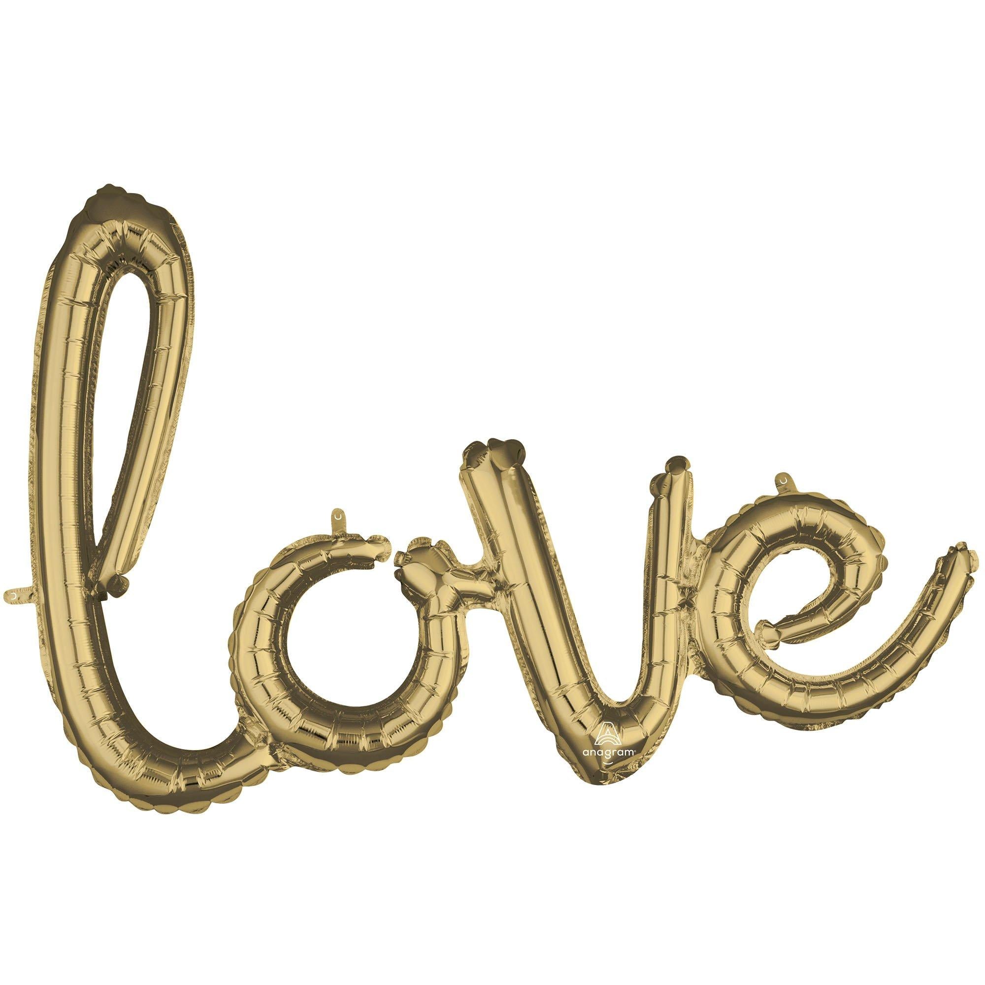 Air-Filled Love Cursive Letter Balloon Banner, Assorted Colors