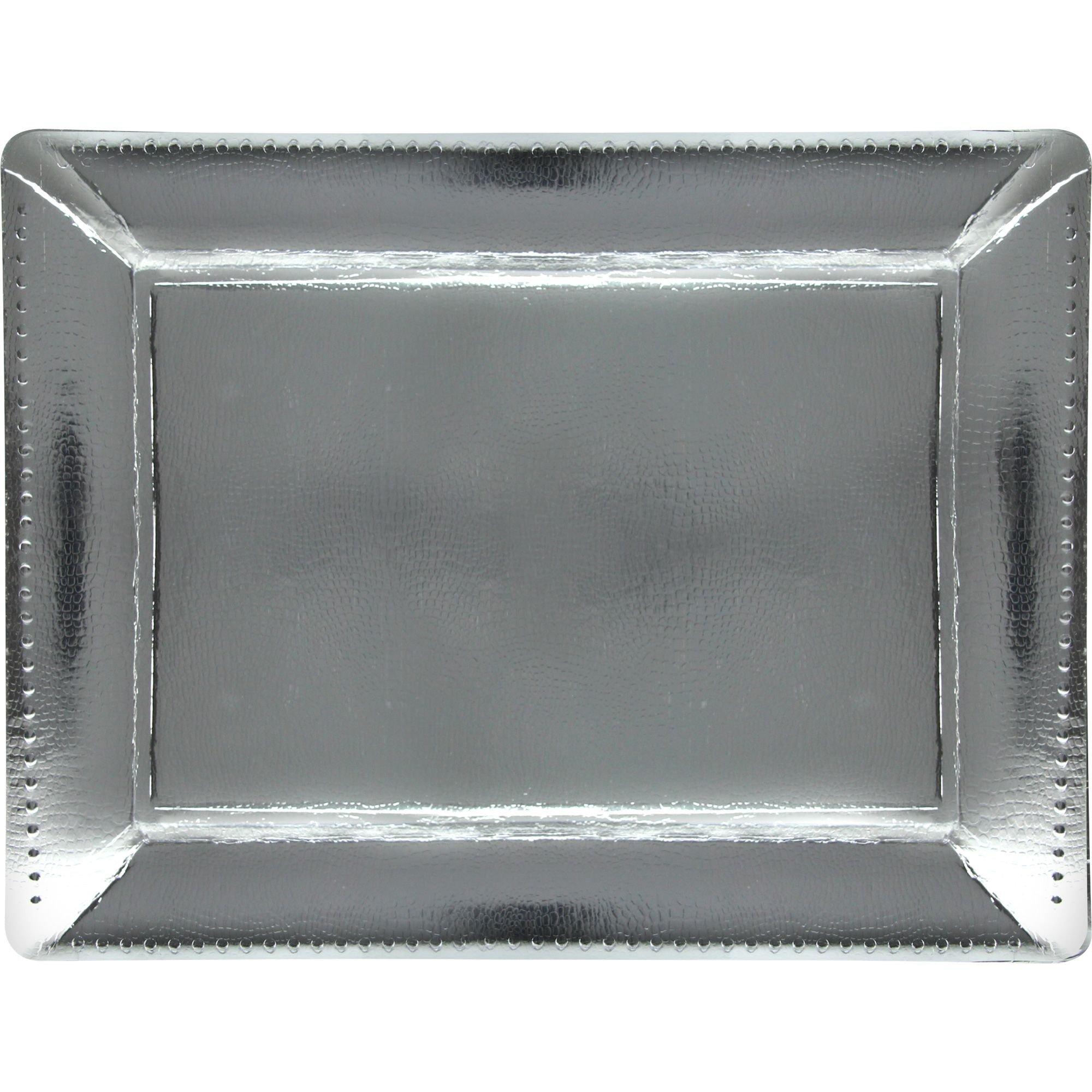 Metallic Paper Rectangular Platters, 16in, 2ct, Assorted Colors