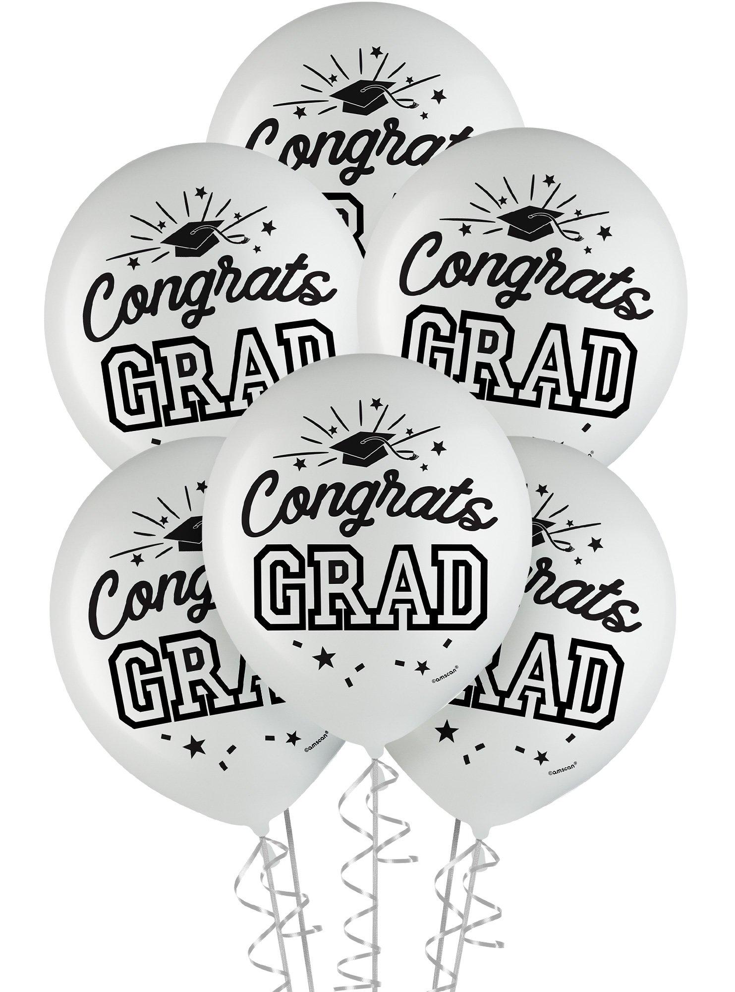 15ct, 12in, Congrats Grad Latex Balloons, Assorted Colors