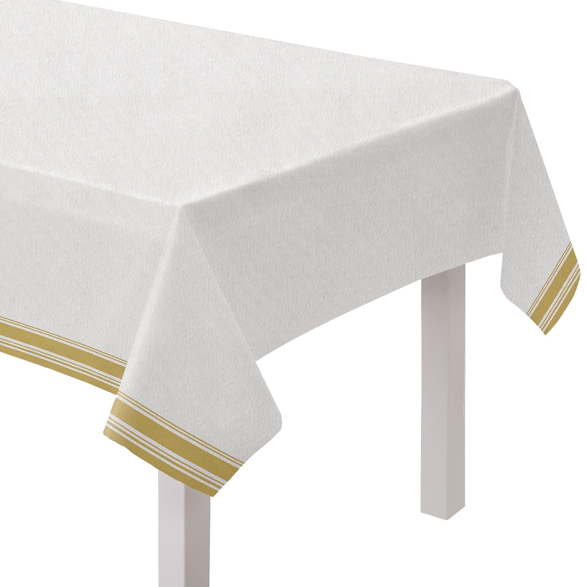 Striped Border Premium Paper Table Cover, 54in x 102in, Assorted Colors