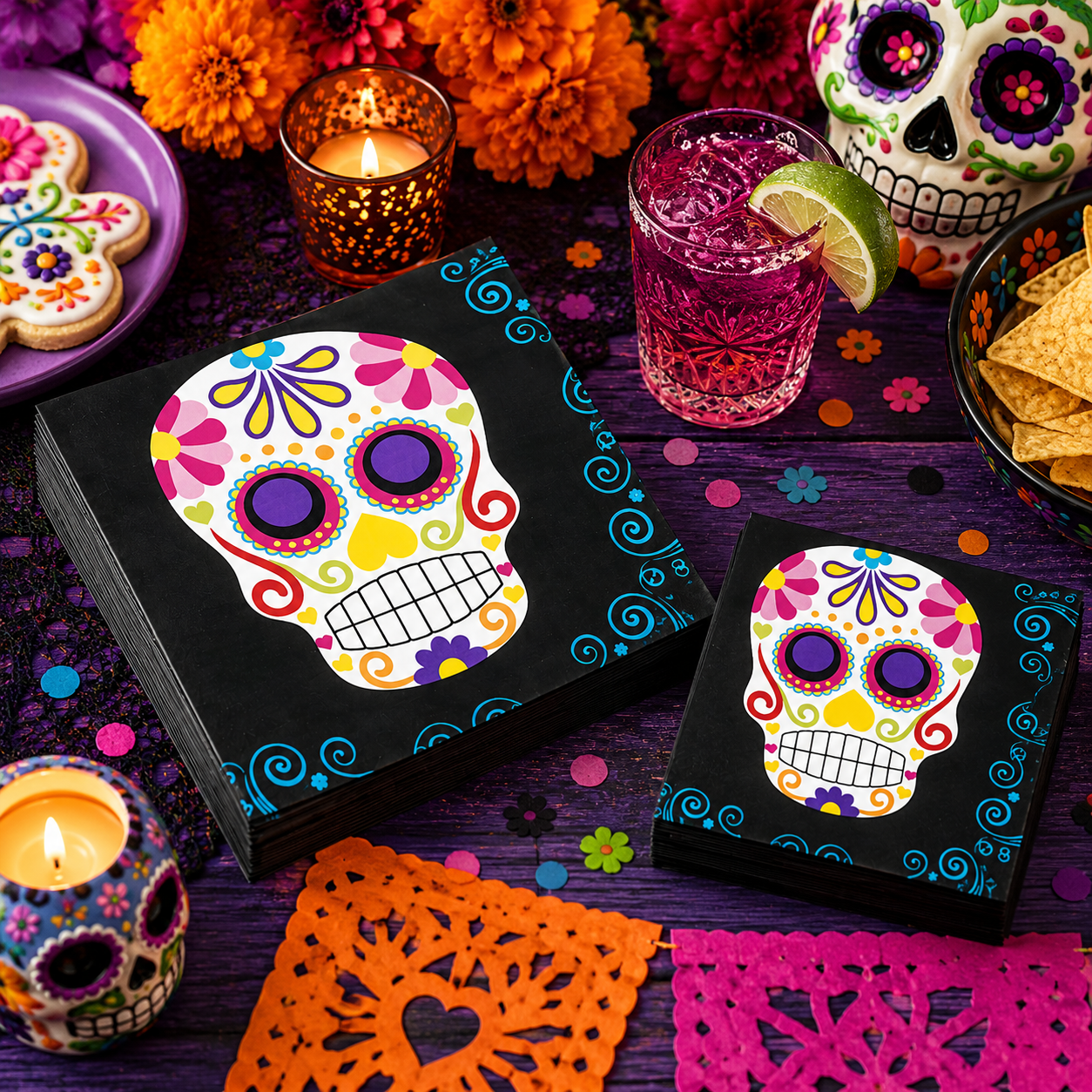 Day of the Dead Sugar Skull Paper Napkins, 16ct