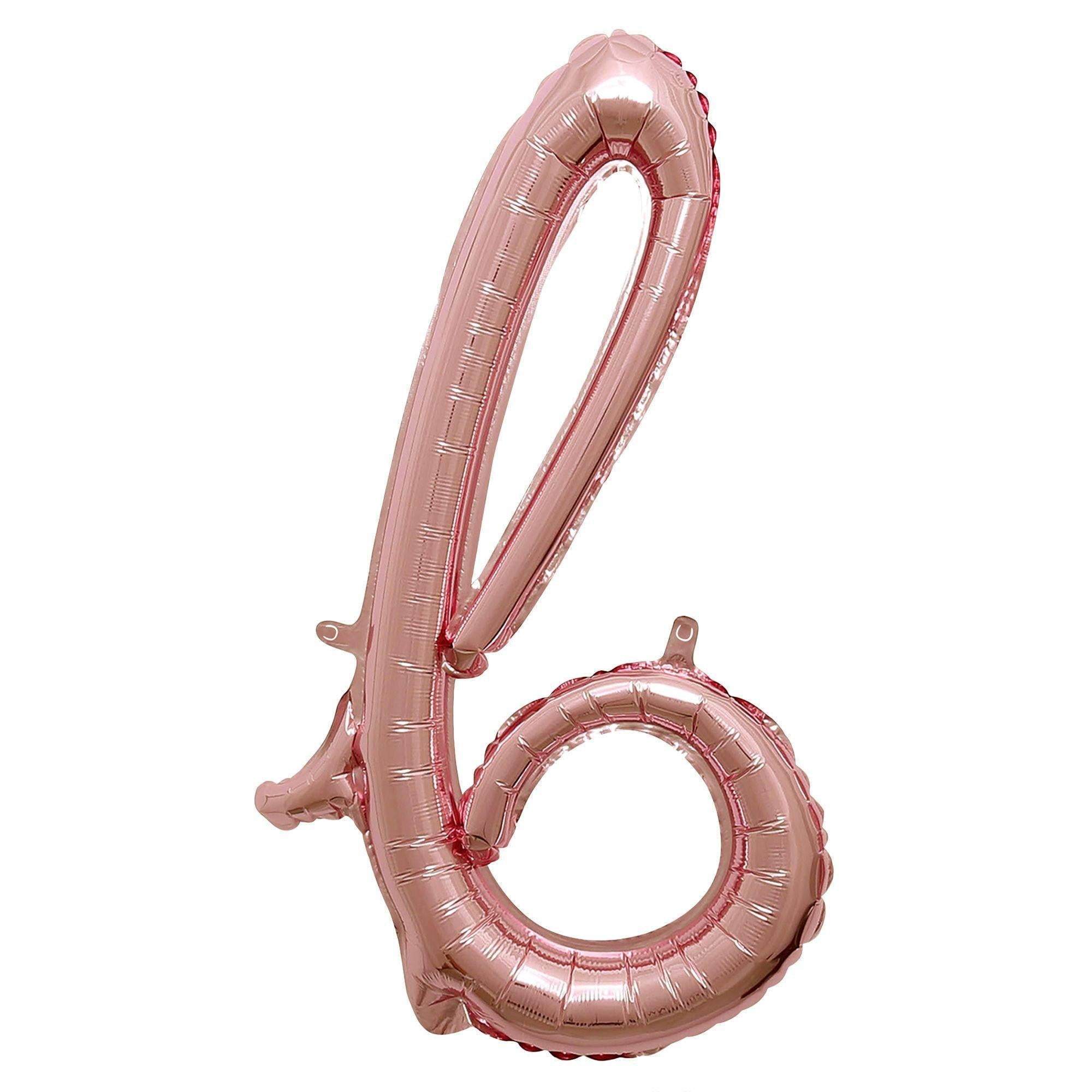 Air-Filled Rose Gold Lowercase Cursive Letter (A-Z) Foil Balloon, 10in x 8in