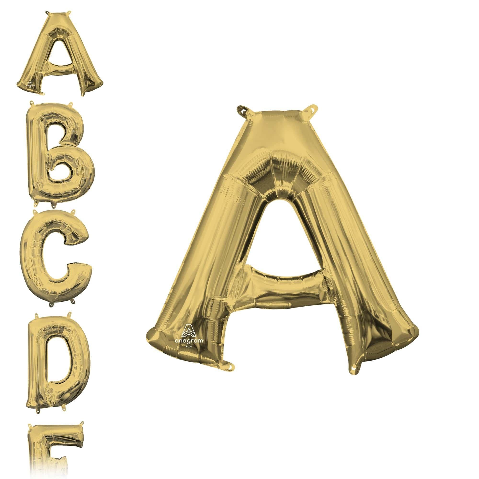 13in Air-Filled White Gold Letter (A-Z) Balloon