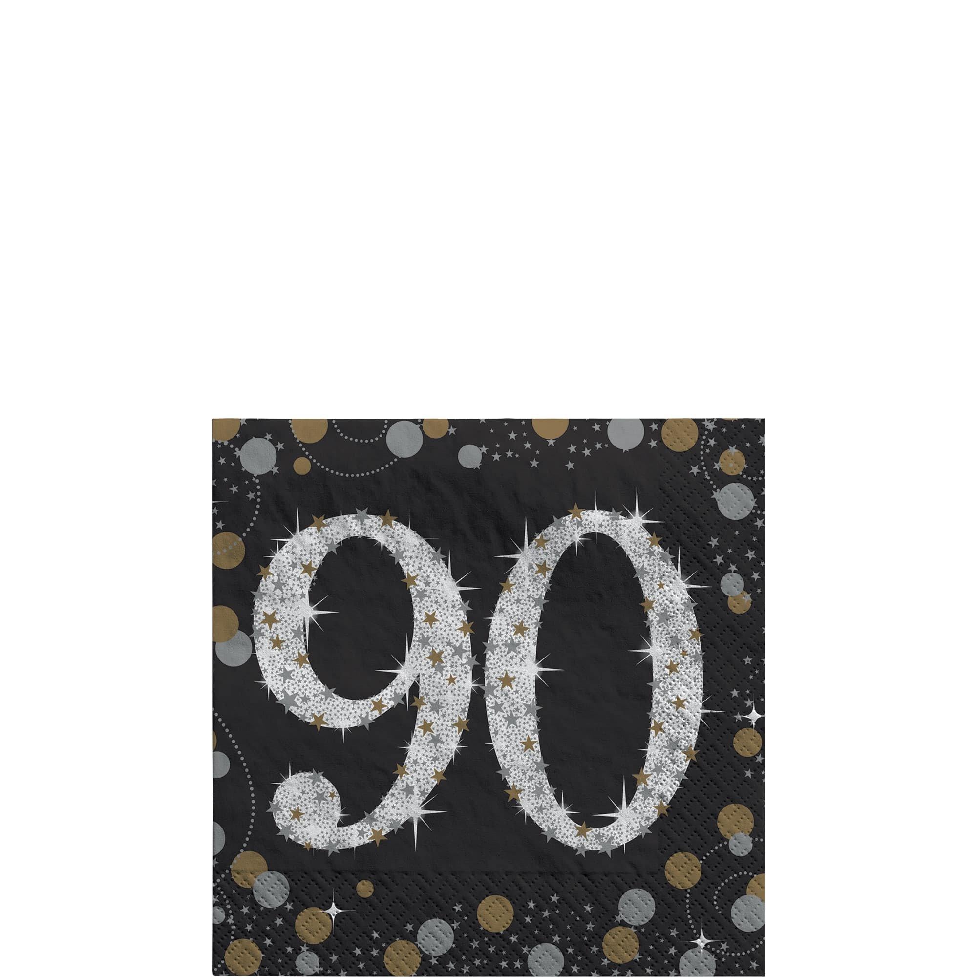 Birthday Beverage Napkins 16ct - Sparkling Celebration, Ages 70, 80, 90, 100