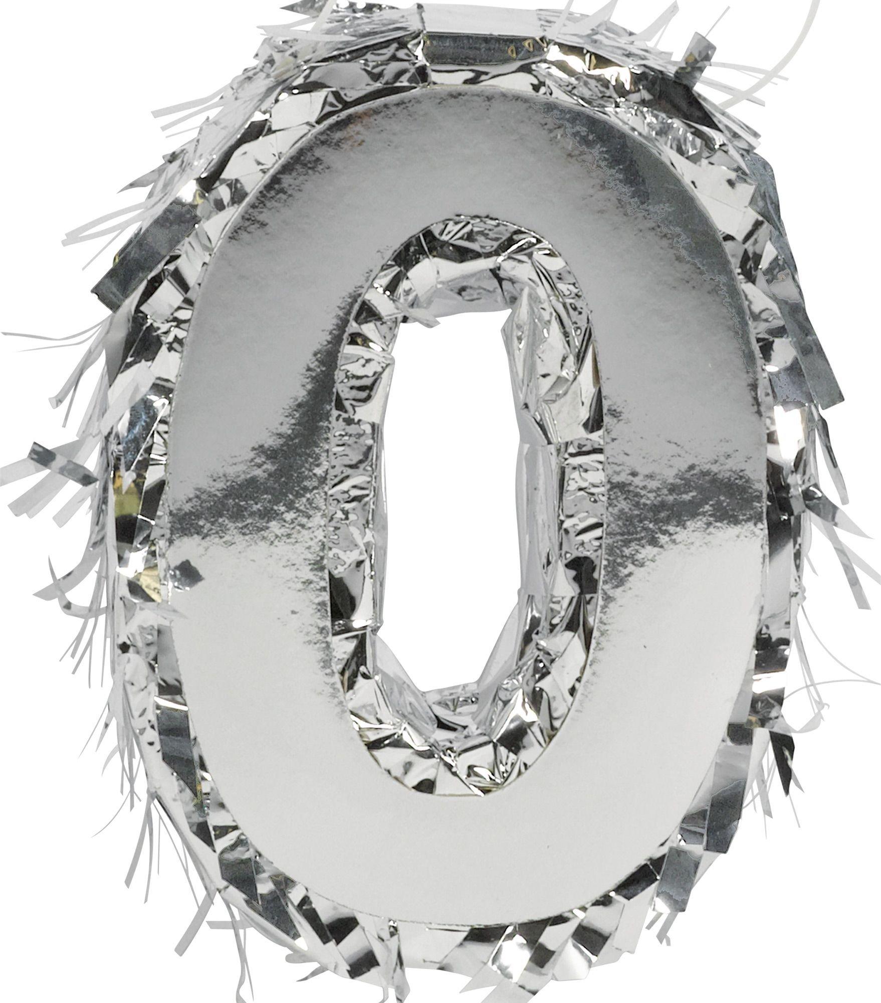 Mini Metallic Silver Number (0-9) Pinata Decoration
