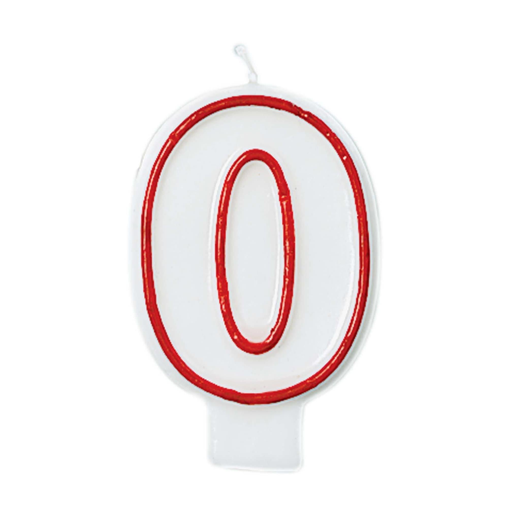 Red Outline Birthday Number (0-9) Candle, 3in
