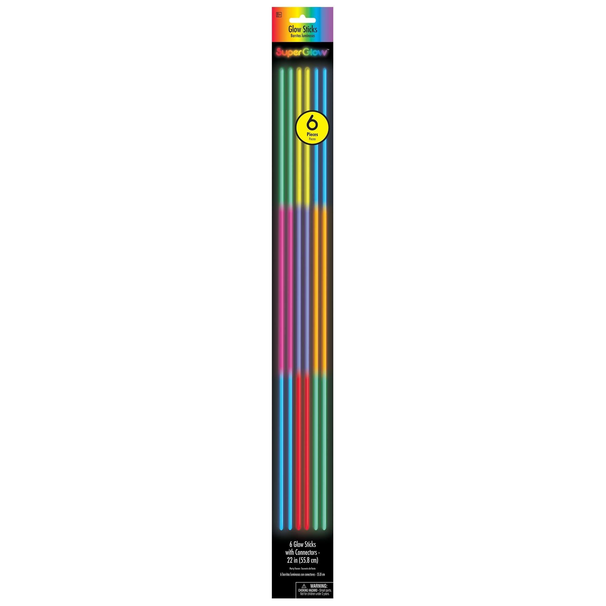 Tri-Color Glow Sticks with Connectors, 22in, Multiple Counts