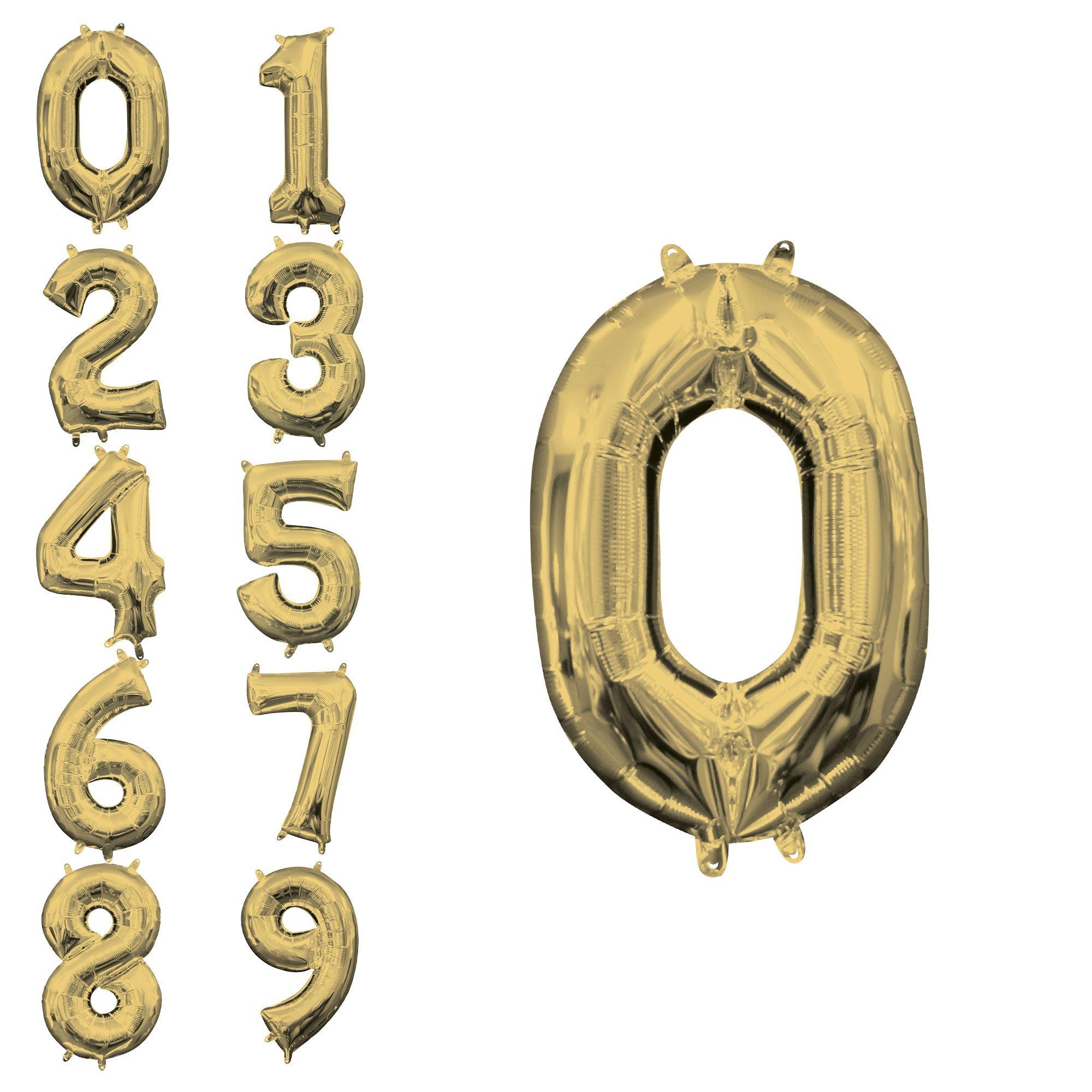 13in Air-Filled White Gold Number (0-9) Balloon