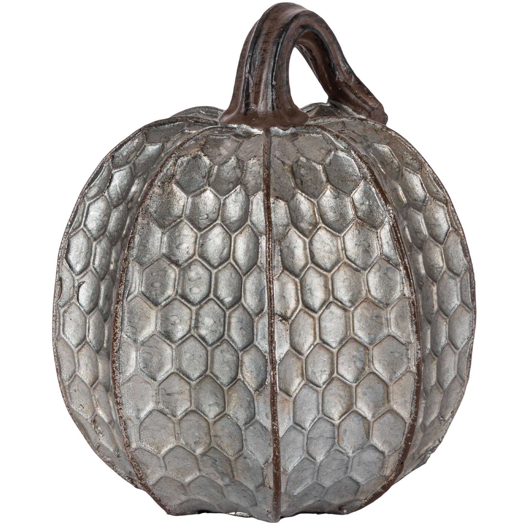 Metal-Look Stone & Resin Pumpkin, Sizes 5.9in x 4.5in and 4.7in x 4.9in