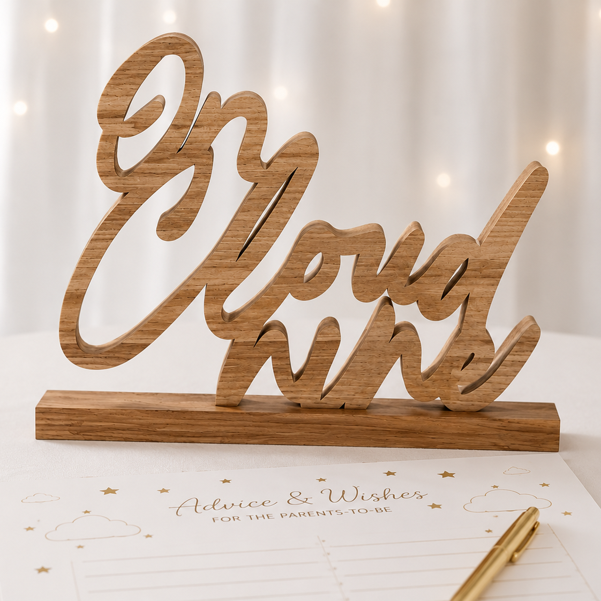 On Cloud Nine MDF Table Sign, 10in x 8.3in - Over the Moon