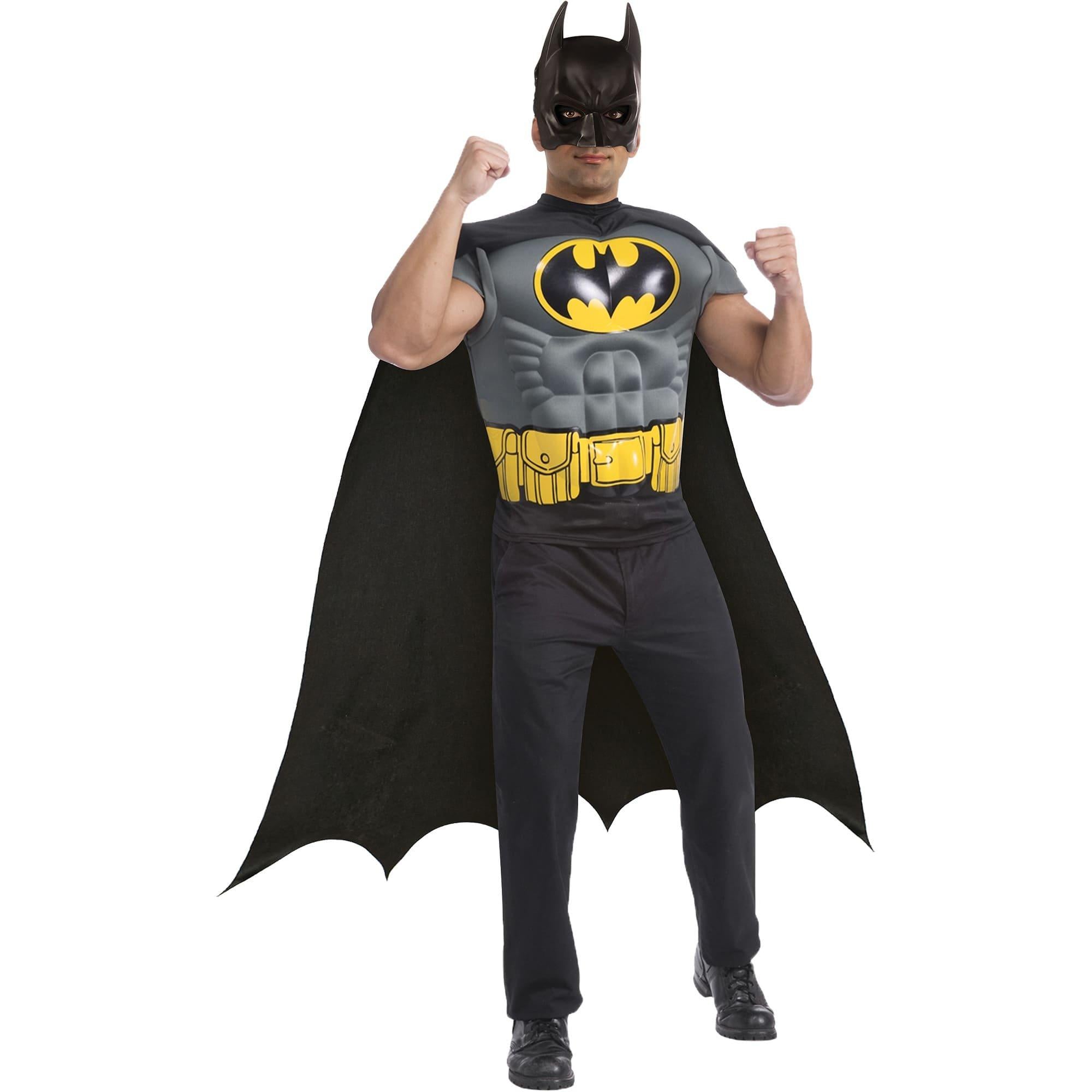 Men's DC Comics Batman Muscle Chest Costume Top, Cape and Mask Set