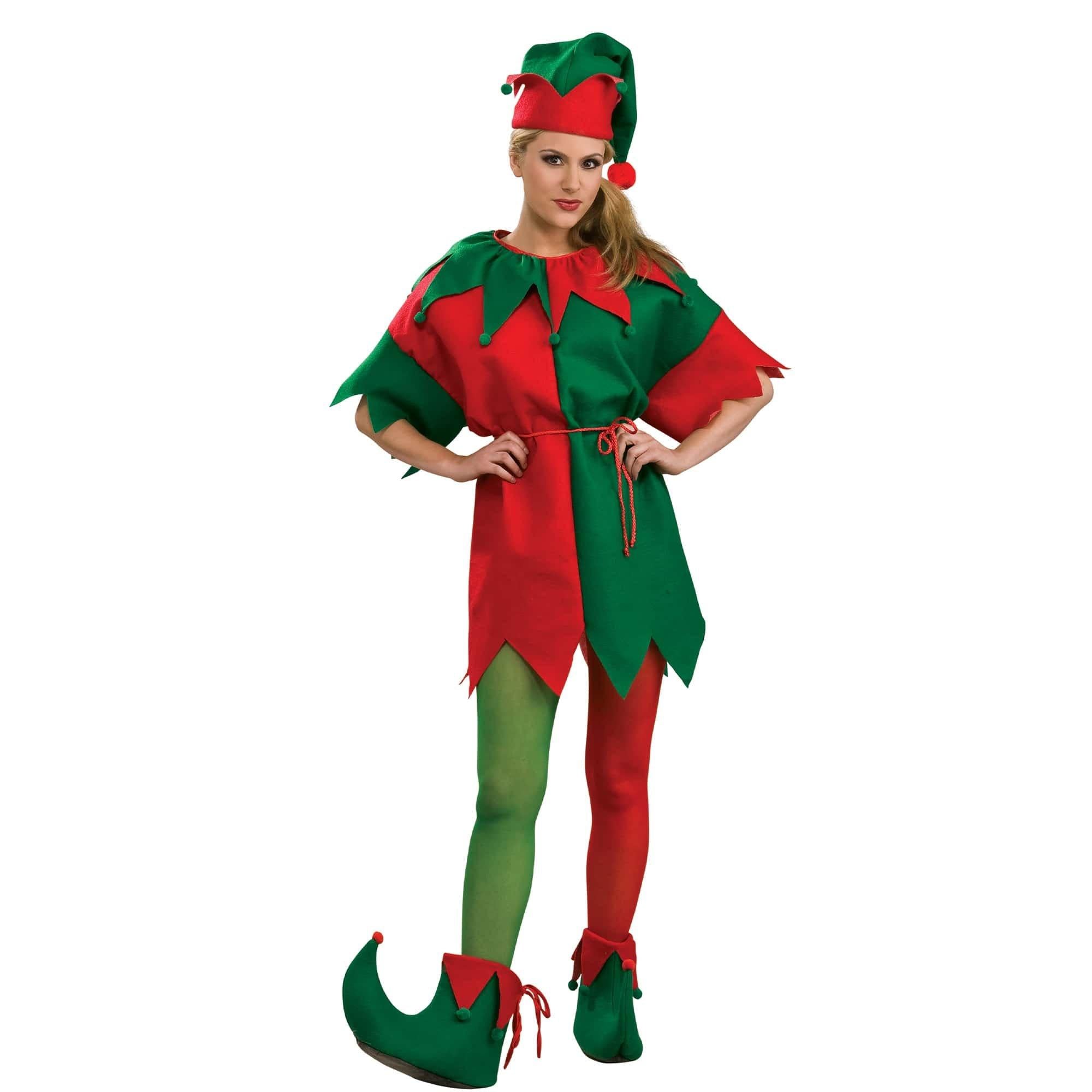 Women's Red and Green Elf Tights