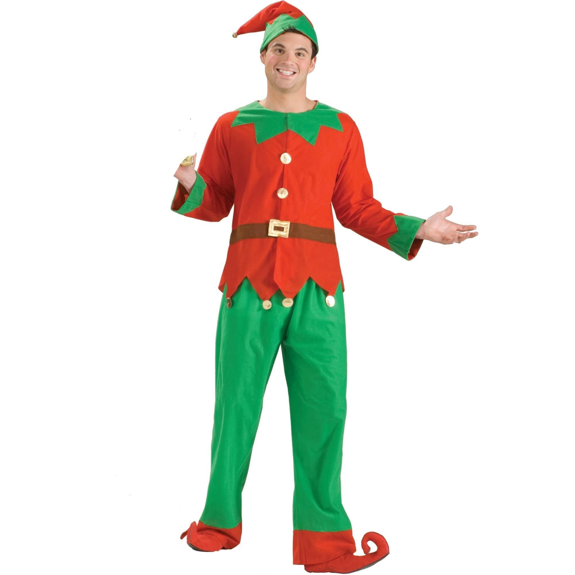Men's Red and Green Holiday Helper Elf Costume