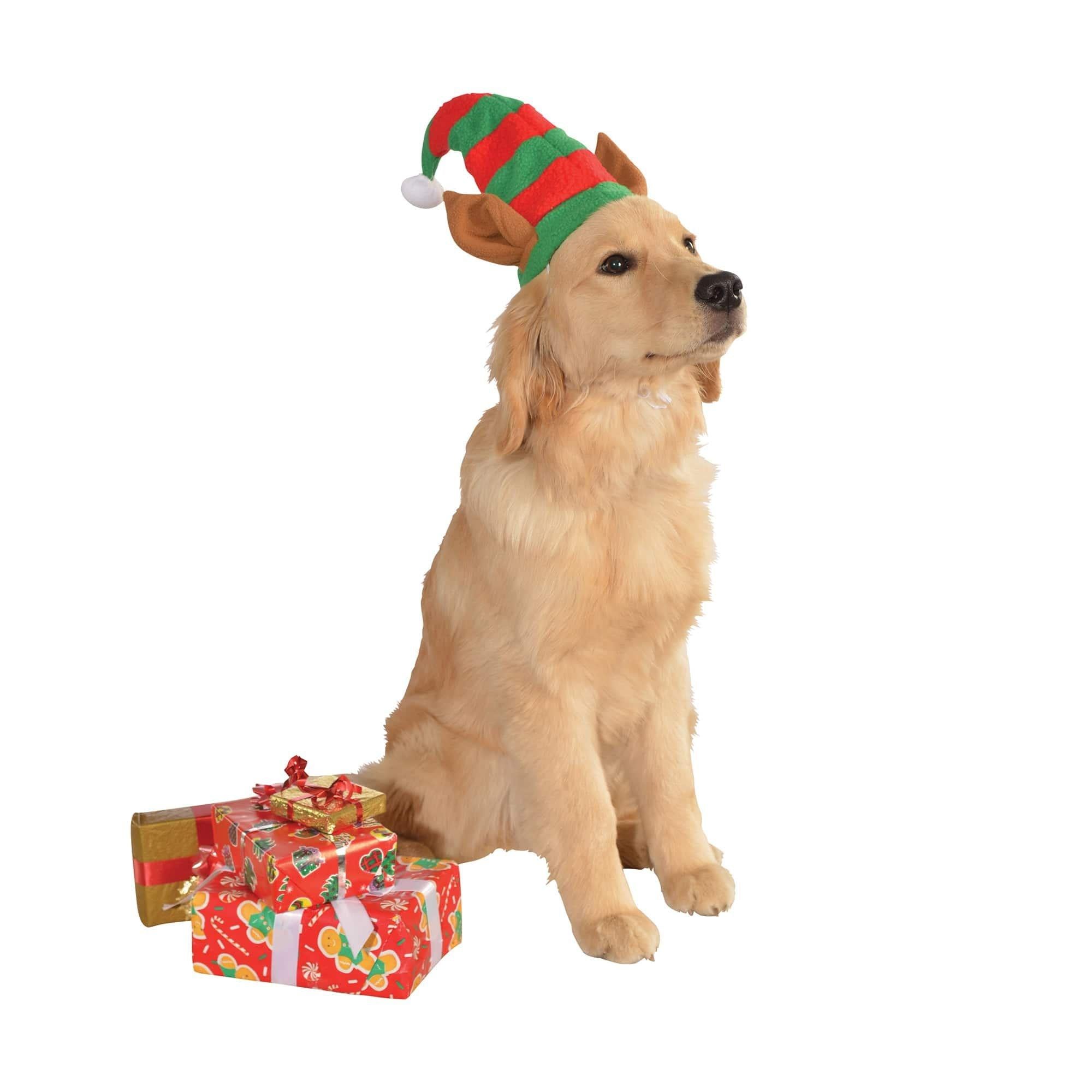 Red and Green Elf Ears Pet Hat