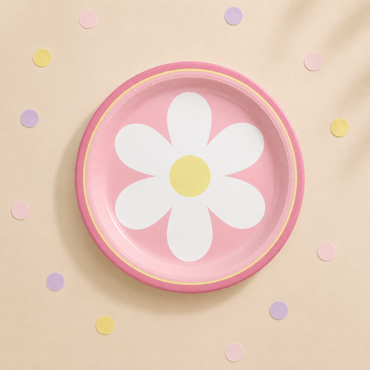 Pink Little Daisy Paper Dessert Plates, 7in, 8ct