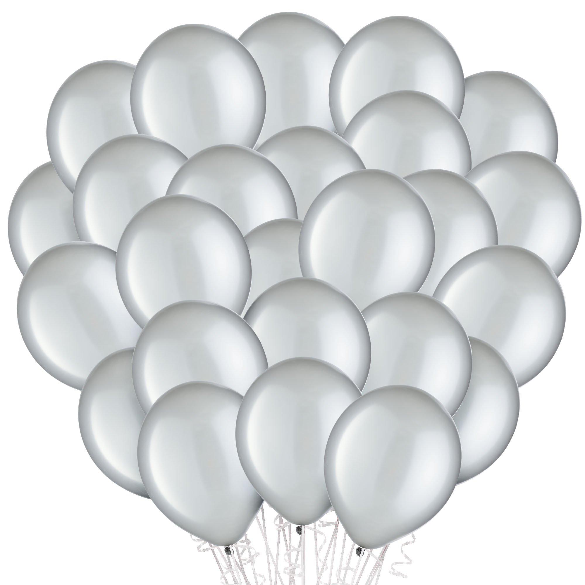 Silver Latex Balloons, 11in, 100ct