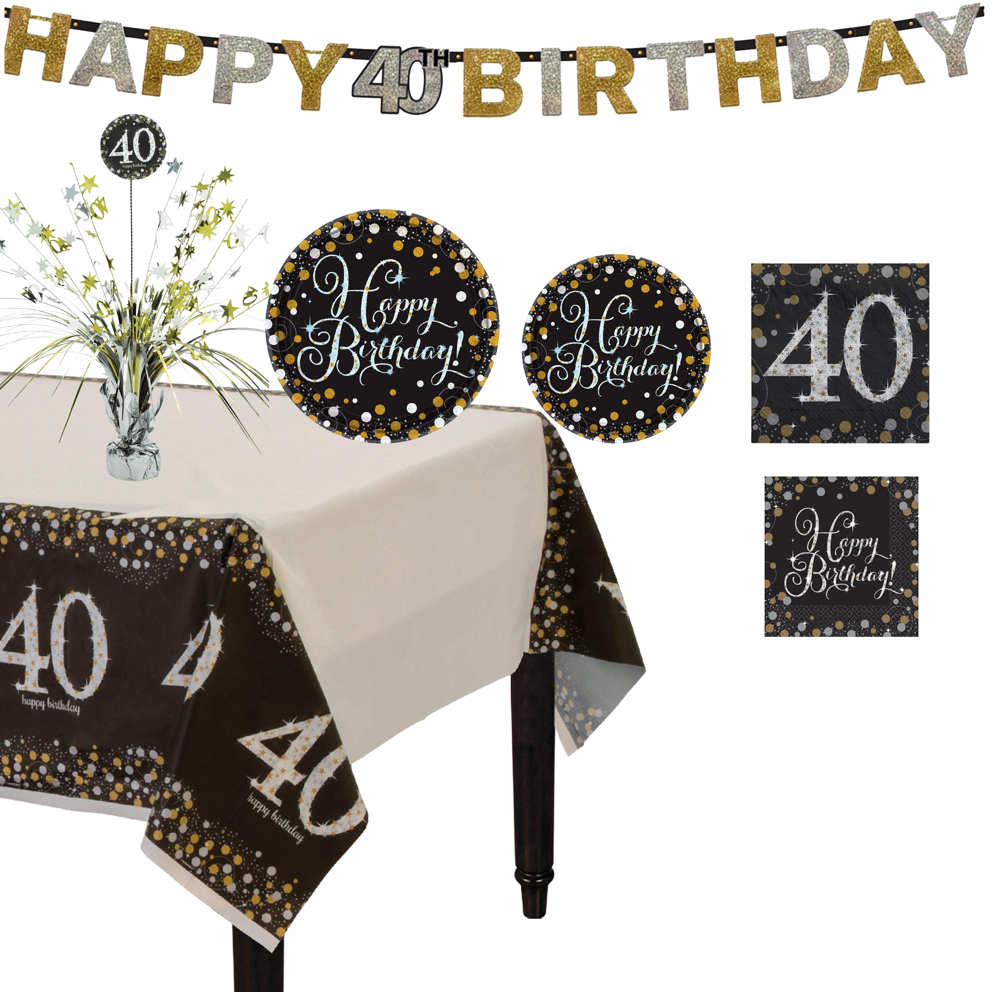Sparkling Celebration 40th Birthday Party Supplies Kit